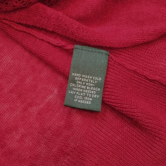 Ralph Lauren Burgundy Linen Knit Waterfall Cardigan Small - Picture 6 of 7
